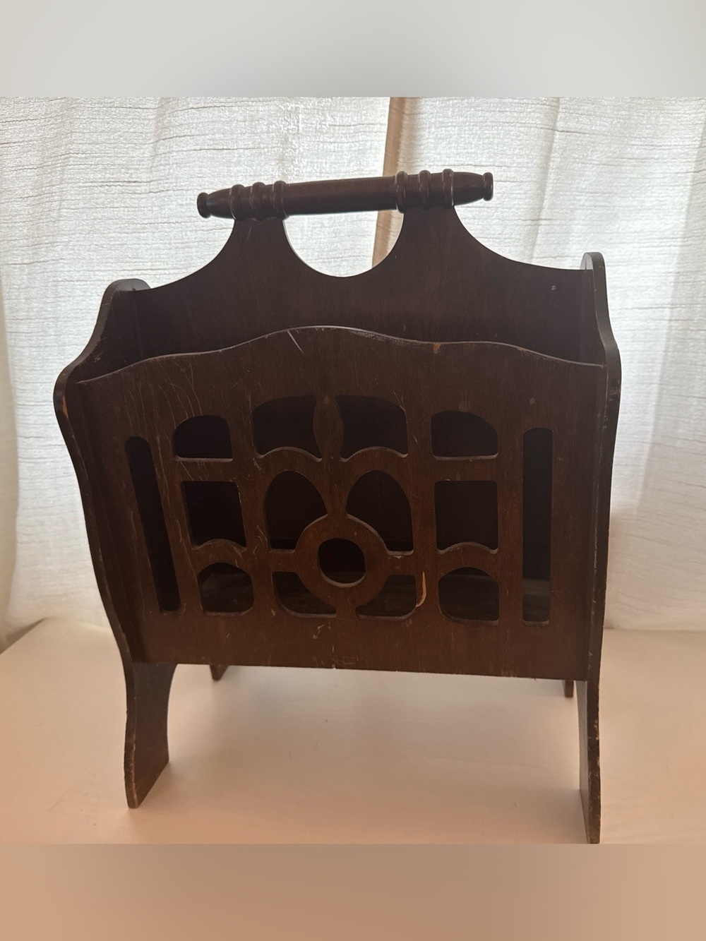MCM Dark Brown Wooden Magazine Rack